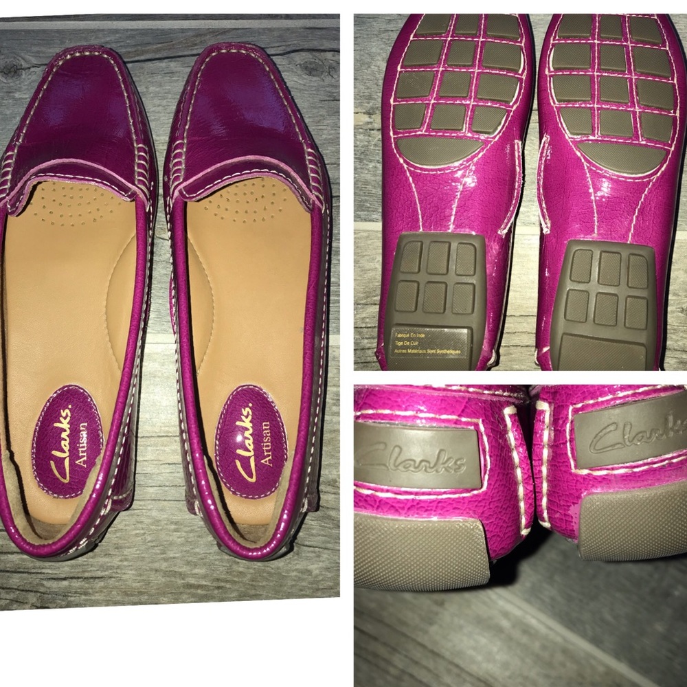 New CLARKS artisan hot pink slip loafer shoes 7.5